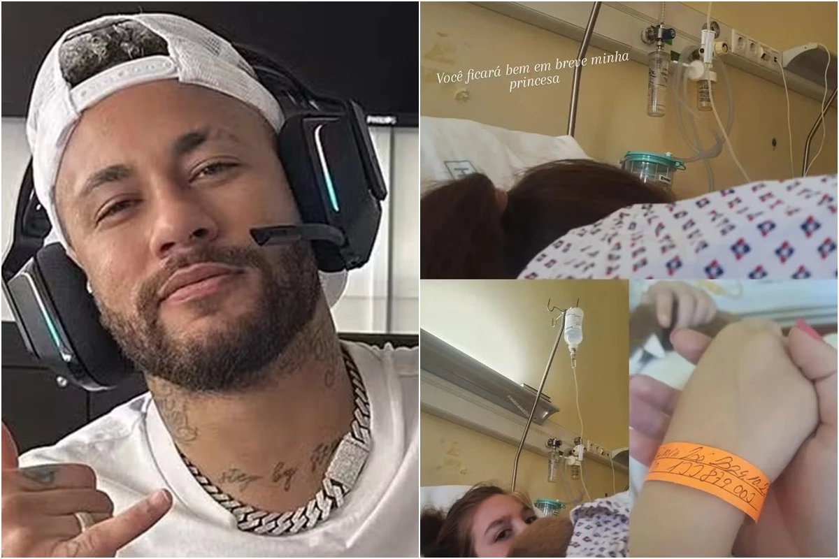Mãe da suposta filha de Neymar aparece no hospital com a menina e faz desabafo emocionado