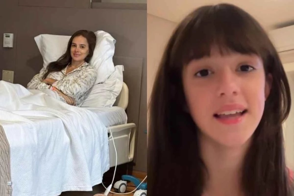Filha de Rodrigo Faro, de 11 anos, com Vera Viel aparece na internet para compartilhar novidades sobre a internação da mãe