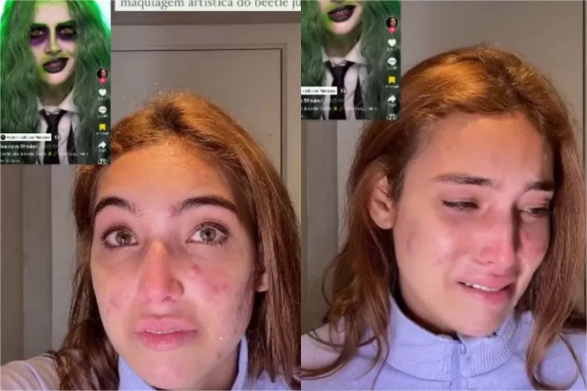 Vídeo mostra influenciadora chorando ao falar sobre sua aparência