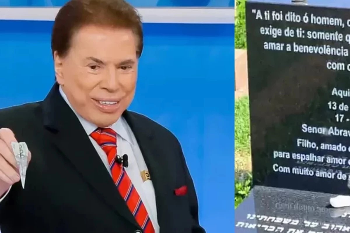 Homem zomba de segurança e mostra lápide de Silvio Santos; o detalhe chama a atenção