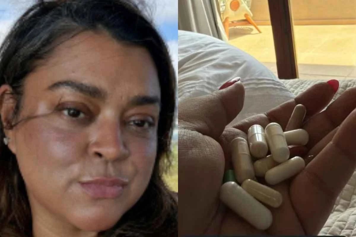 Com a mão cheia de remédios, Preta Gil conversa com seguidores