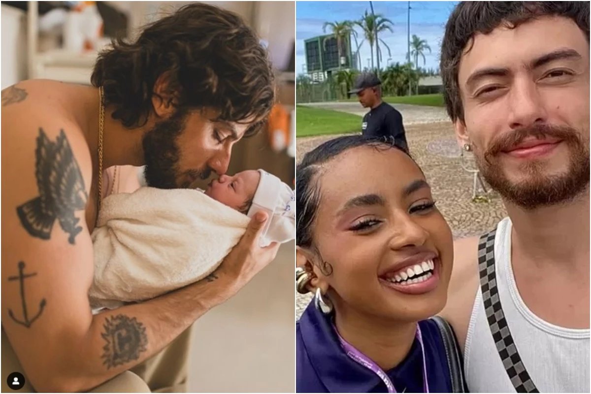 Chay Suede publica foto com a filha recém-nascida e comentário do namorado de Gabz repercute
