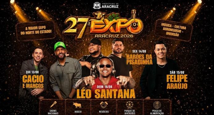 Atrações nacionais confirmadas para a 27ª Expo Aracruz