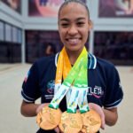 A capixaba Geovanna Santos disputa o Mundial de Ginástica Rítmica na China