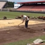 Gramado do Novelli Júnior passa por nova etapa de revitalização