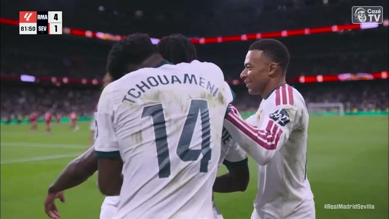 GOL DO REAL MADRID NO SEVILLA! DIOMANDE MARCA NO ÂNGULO DE FORA DA ÁREA COM PASSE DE TCHOUAMÉNI!