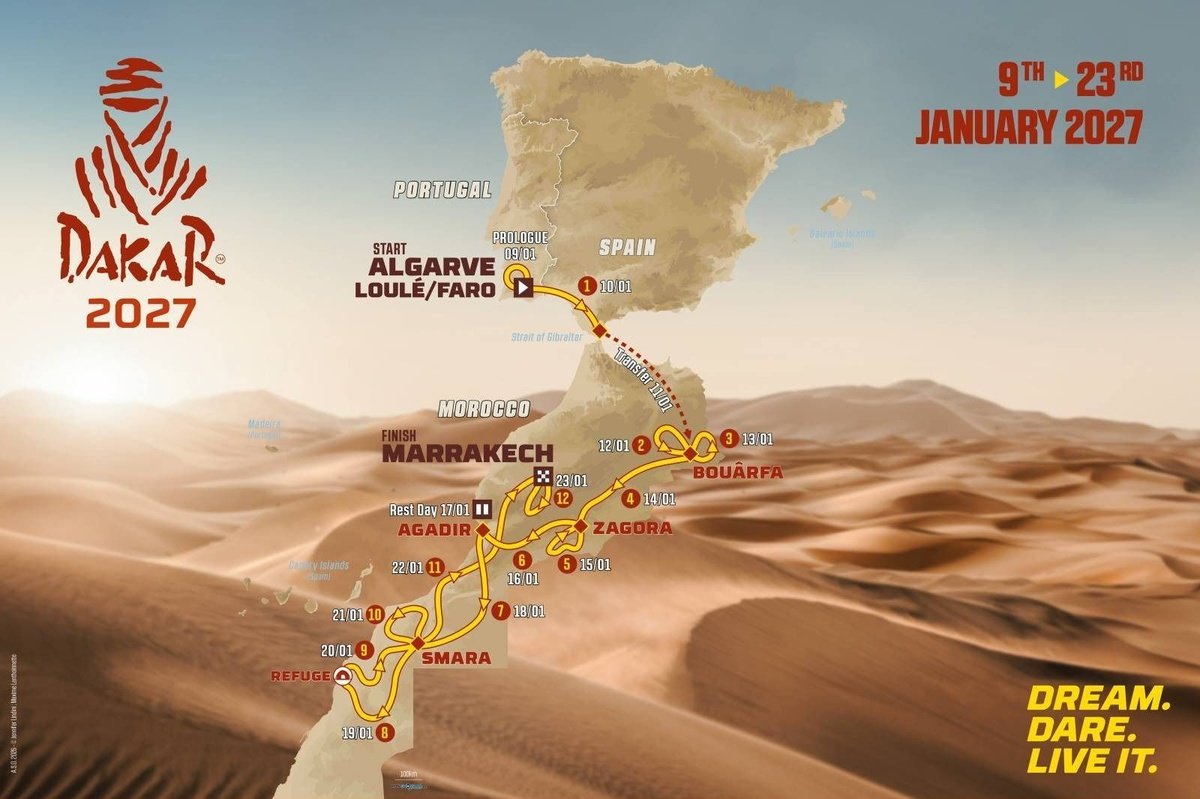 Dakar revela rota de 2027 com retorno ao formato Europa-África