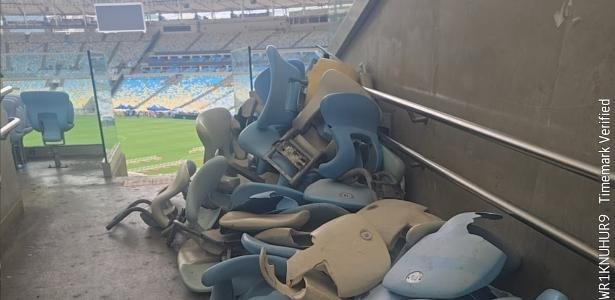 Consórcio do Maracanã divulgou fotos de cadeiras quebradas após Vasco x Boca Juniors