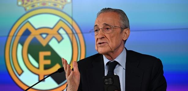 Florentino Pérez, presidente do Real Madrid, durante coletiva no Centro de Treinamento do clube, em Valdebebas