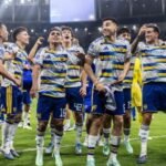 Jogadores do Boca Juniors comemoram classificação contra o Vasco para a final da Sul-Americana