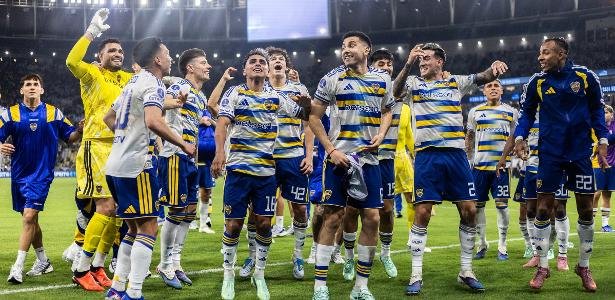 Jogadores do Boca Juniors comemoram classificação contra o Vasco para a final da Sul-Americana