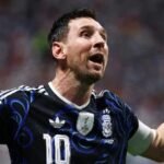Lionel Messi, da Argentina, comemora após Lautaro Martínez marcar o segundo gol da equipe 15 de julho de 2026 REUTERS/Agustín Marcarian