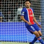 Marquinhos no jogo PSG 4 x 2 Barcelona, pela Champions