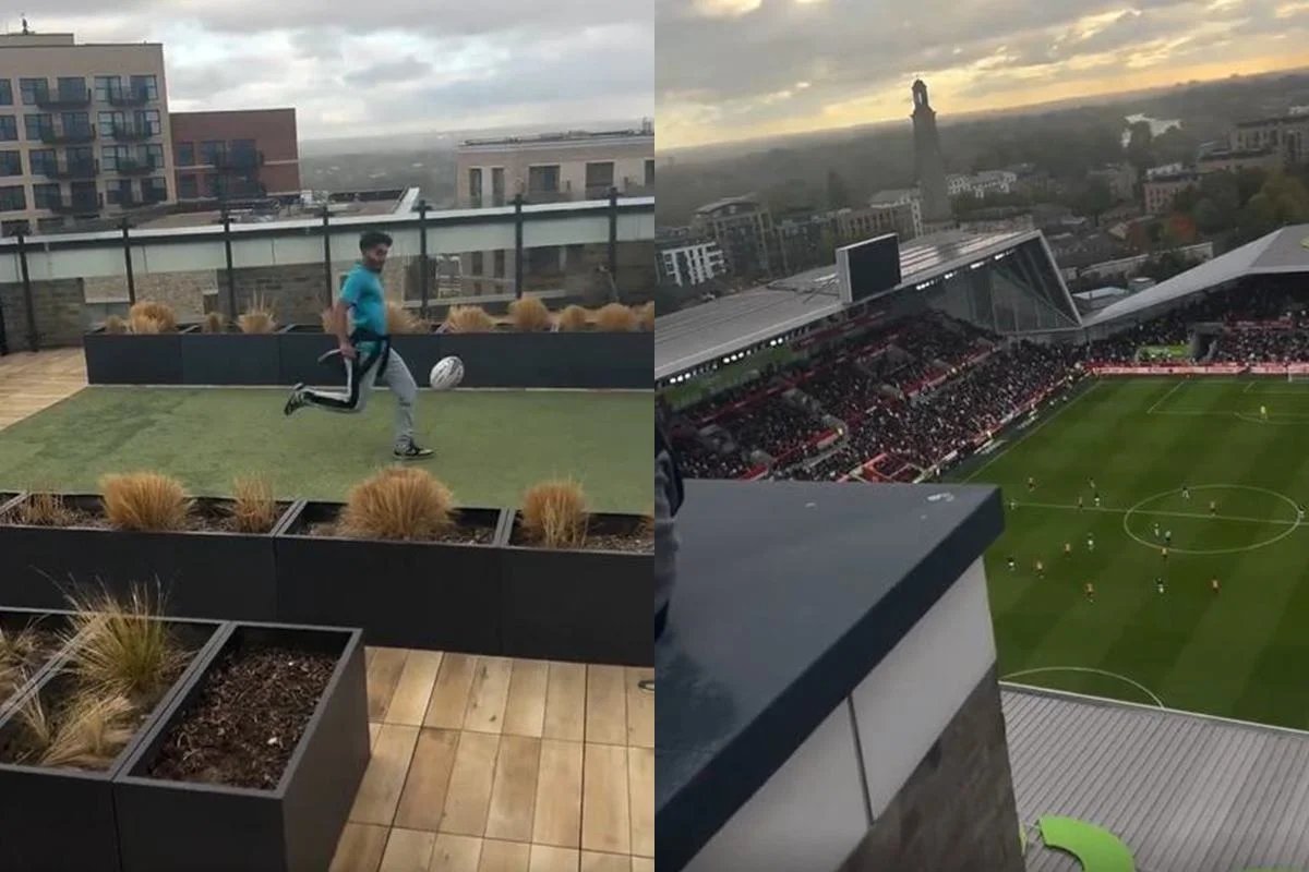 Brentford denuncia homem que chutou bola de rugby de prédio no estádio
