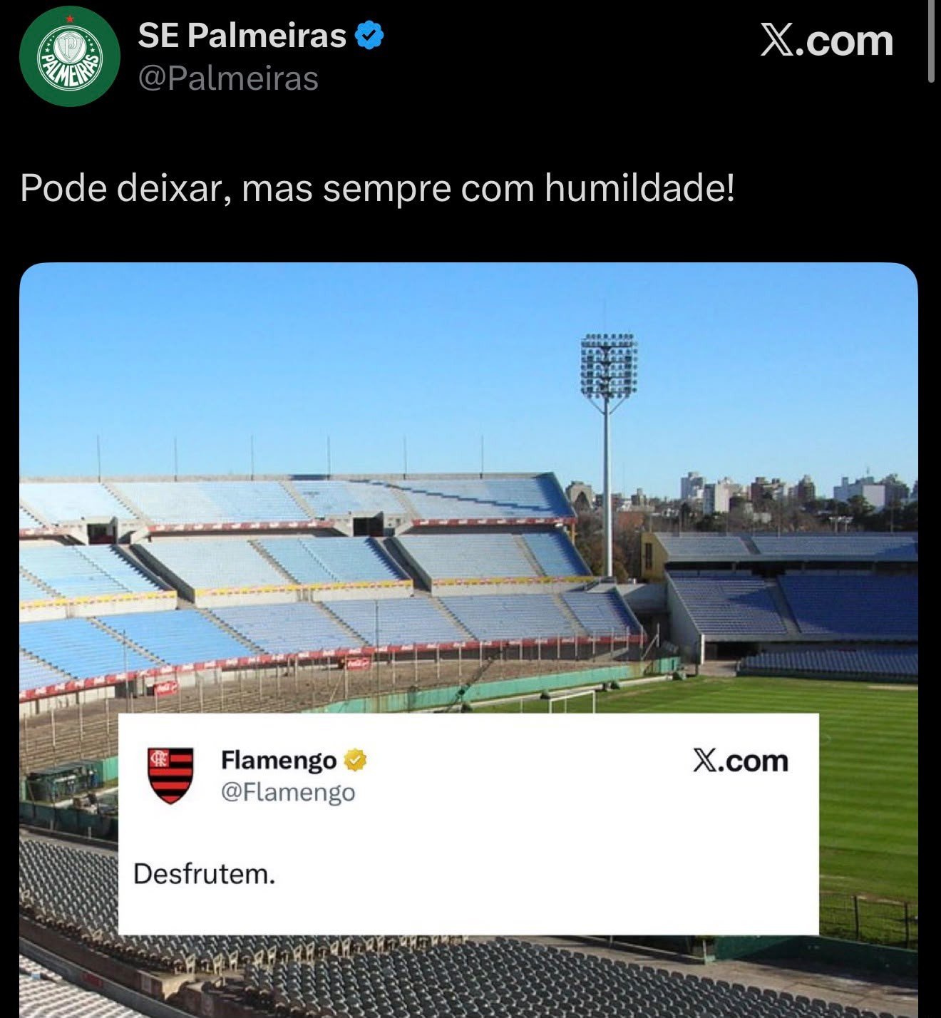 Palmeiras provoca Flamengo após eliminação na Libertadores